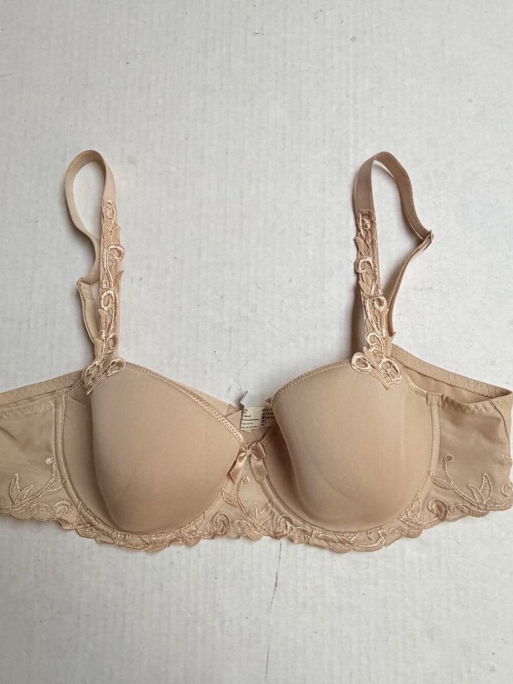 Simone Perele Bra Womens 38 Beige Underwired Demi Lace Trim